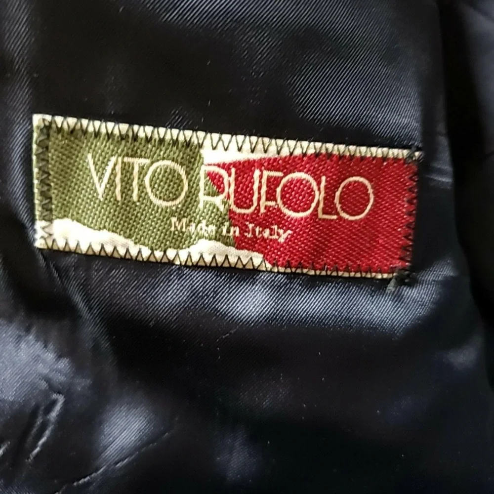 Vito Rufolo Suit Jacket Blazer Mens 42R Blue Stripe Wool Double Breasted Italy